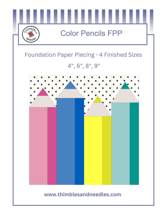 Color Pencils FPP Foundation Paper Piecing quilt block pattern Digital Download
