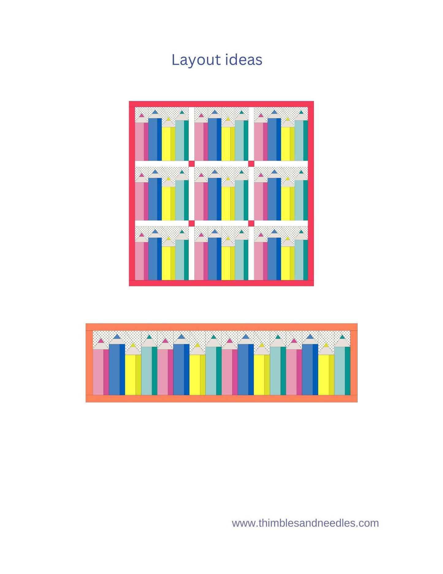 Color Pencils FPP Foundation Paper Piecing quilt block pattern Digital Download