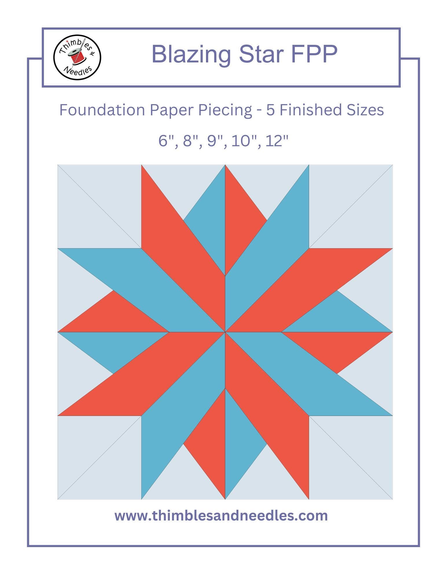 Blazing Star FPP Foundation Paper Piecing quilt block pattern Digital Download