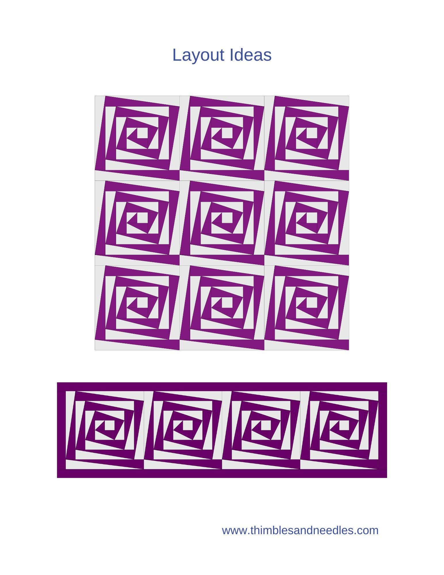 Log Cabin Spiral FPP Foundation Paper Piecing quilt block pattern Digital Download