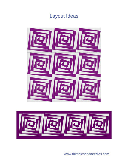 Log Cabin Spiral FPP Foundation Paper Piecing quilt block pattern Digital Download