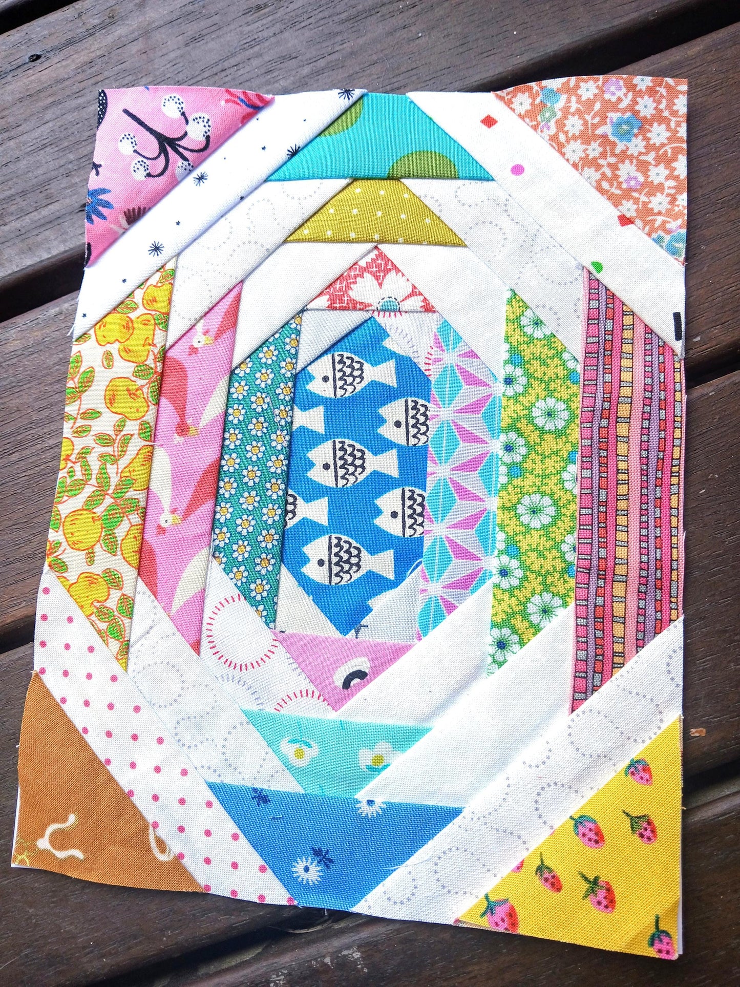 Rectangular Pineapple FPP Foundation Paper Piecing quilt block pattern Digital Download