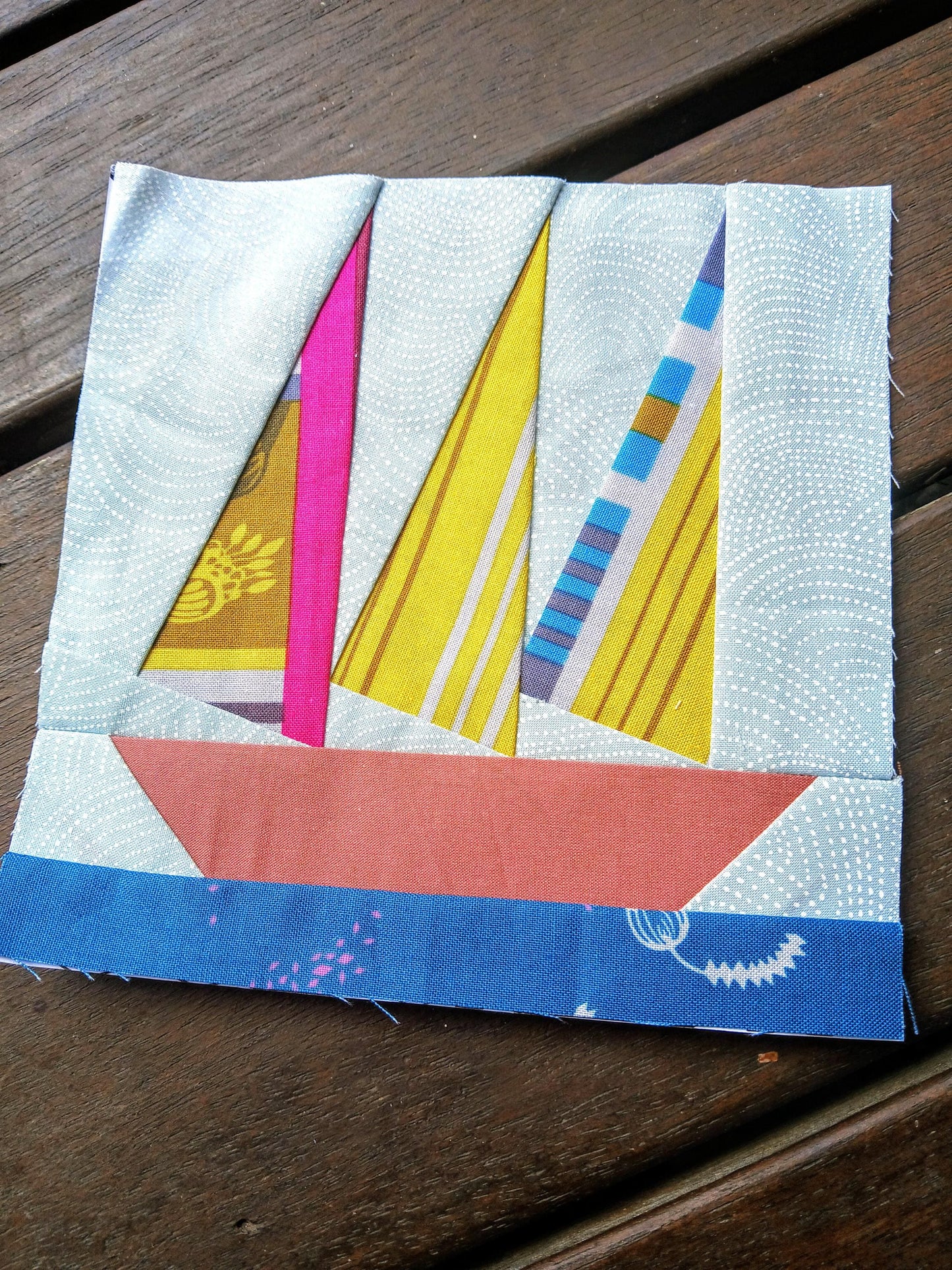 Sailboat Block 2 FPP Foundation Paper Piecing quilt block pattern Digital Download