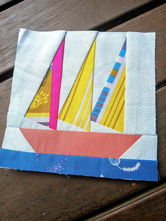 Sailboat Block 2 FPP Foundation Paper Piecing quilt block pattern Digital Download