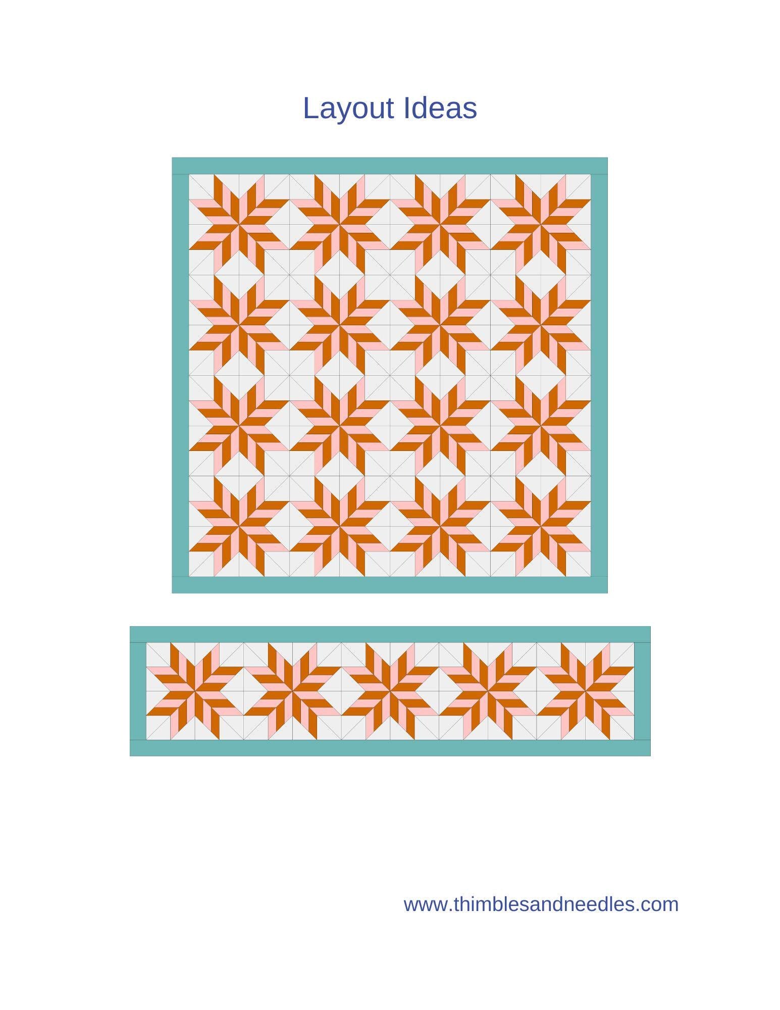 Striped Star FPP Foundation Paper Piecing quilt block pattern Digital Download