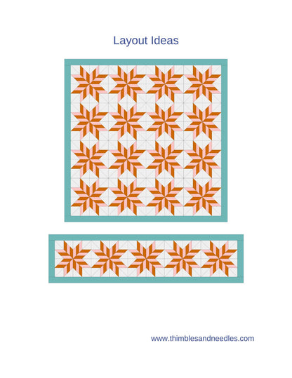 Striped Star FPP Foundation Paper Piecing quilt block pattern Digital Download