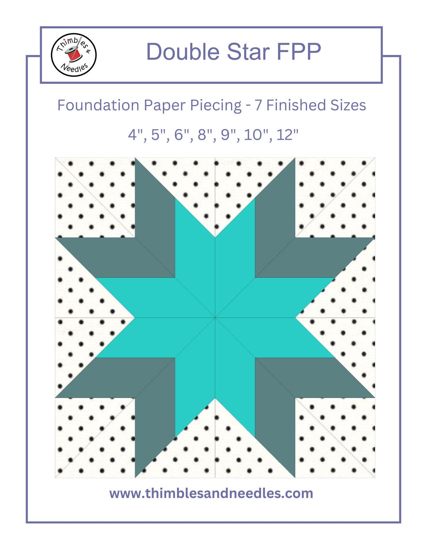 Double Star FPP Foundation Paper Piecing quilt block pattern Digital Download