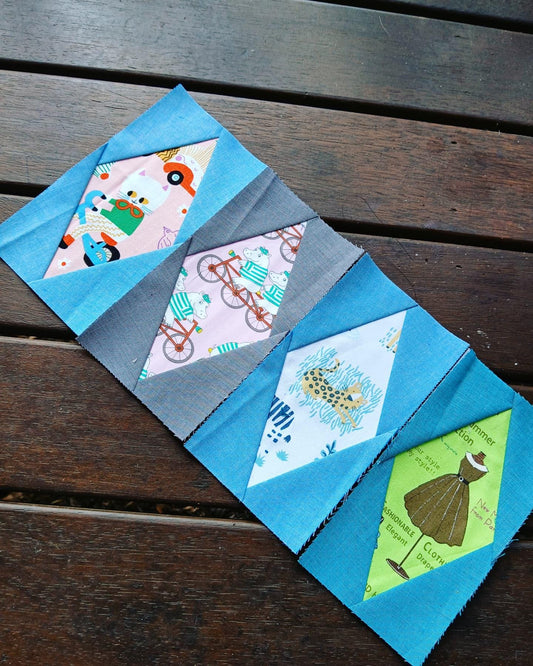 Diamond in a Rectangle FPP Foundation Paper Piecing quilt block pattern Digital Download