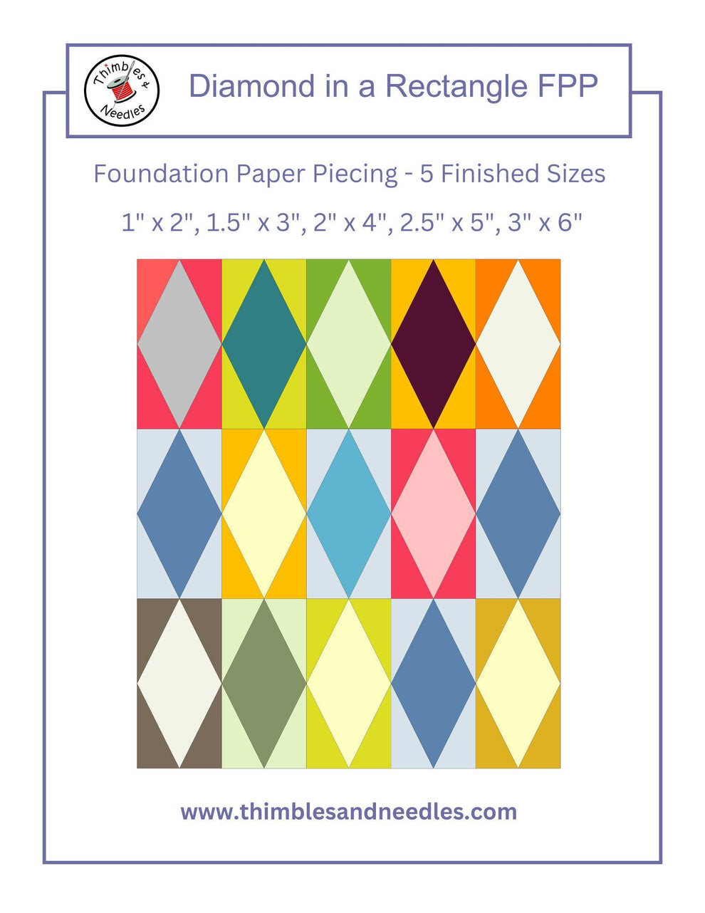 Diamond in a Rectangle Foundation Paper Piecing (FPP) Pattern ...