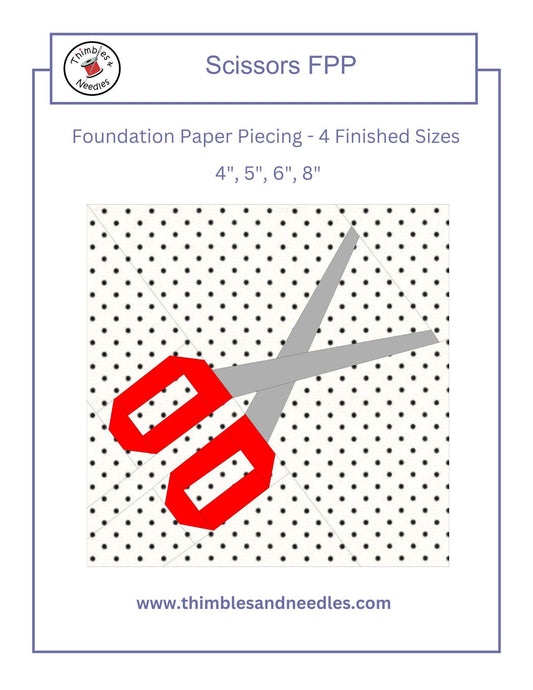 Scissors Foundation Paper Piecing quilt block pattern Digital Download