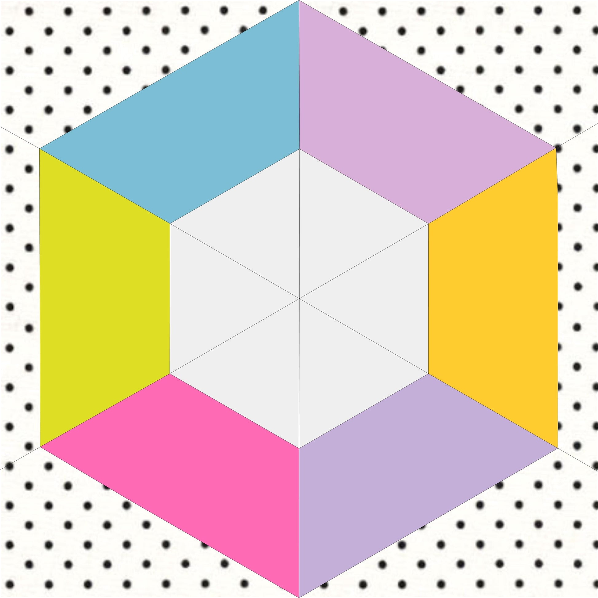 Hexagon Ring FPP Foundation Paper Piecing quilt block pattern Digital Download