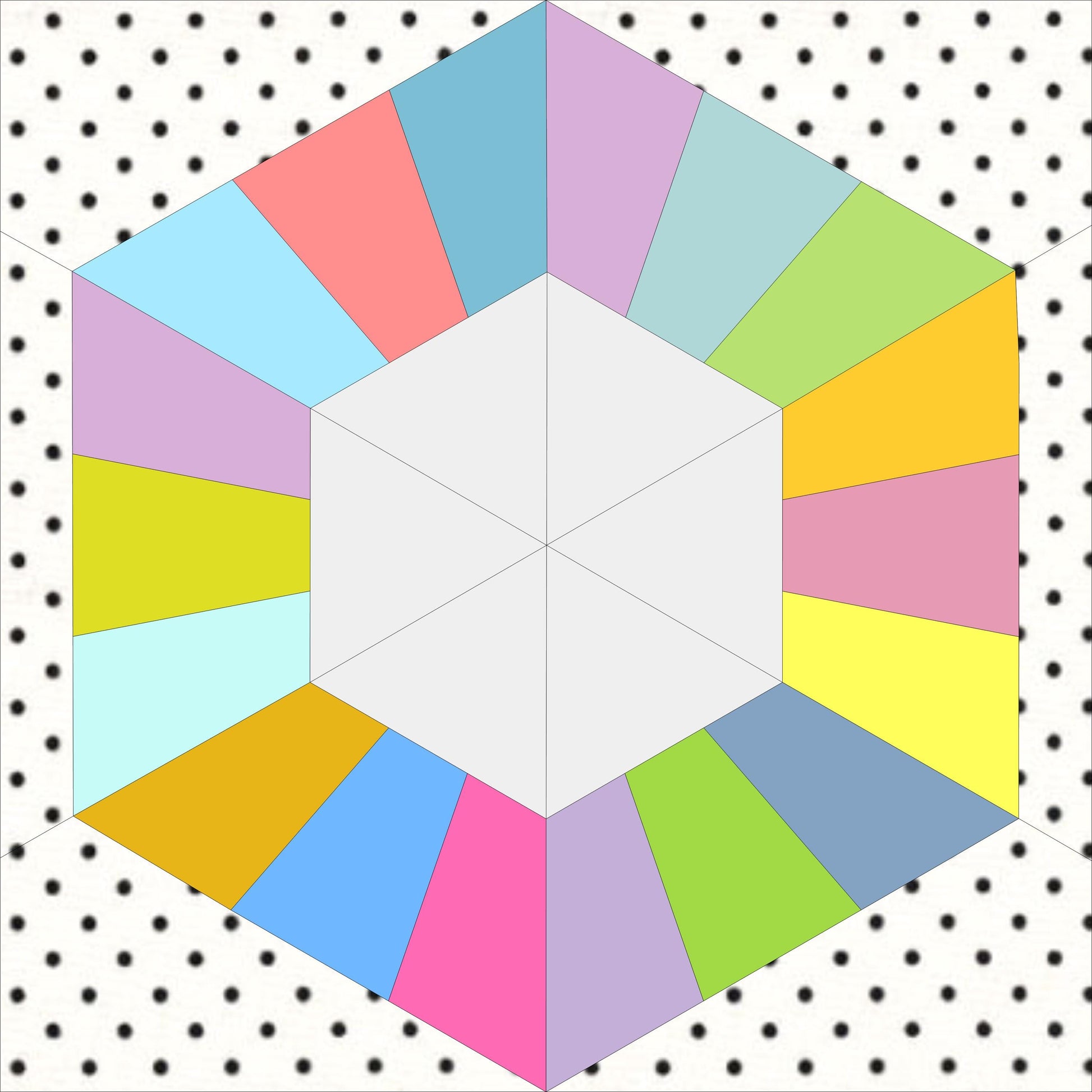 Hexagon Ring FPP Foundation Paper Piecing quilt block pattern Digital Download