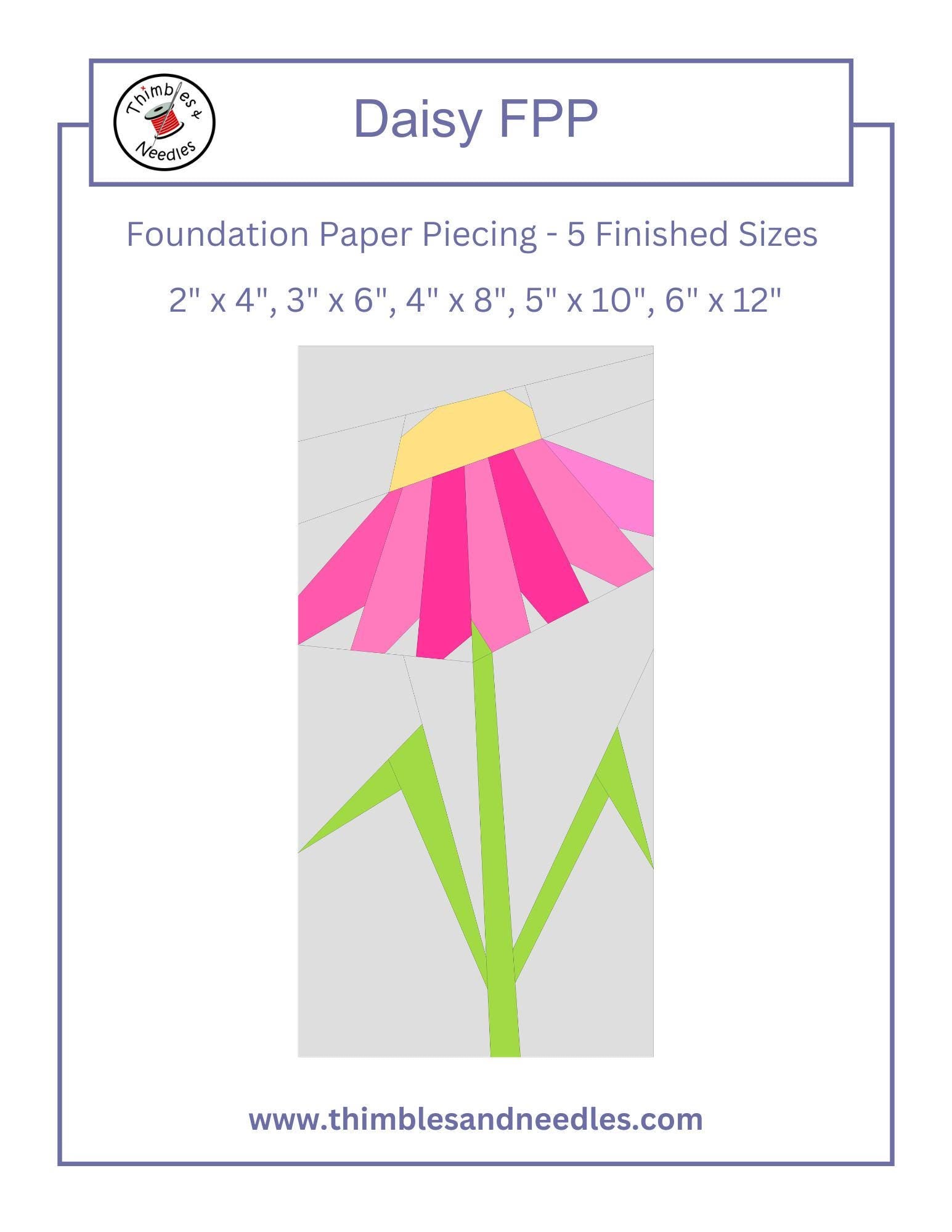 Daisy Flower FPP Foundation Paper Piecing quilt block pattern Digital Download