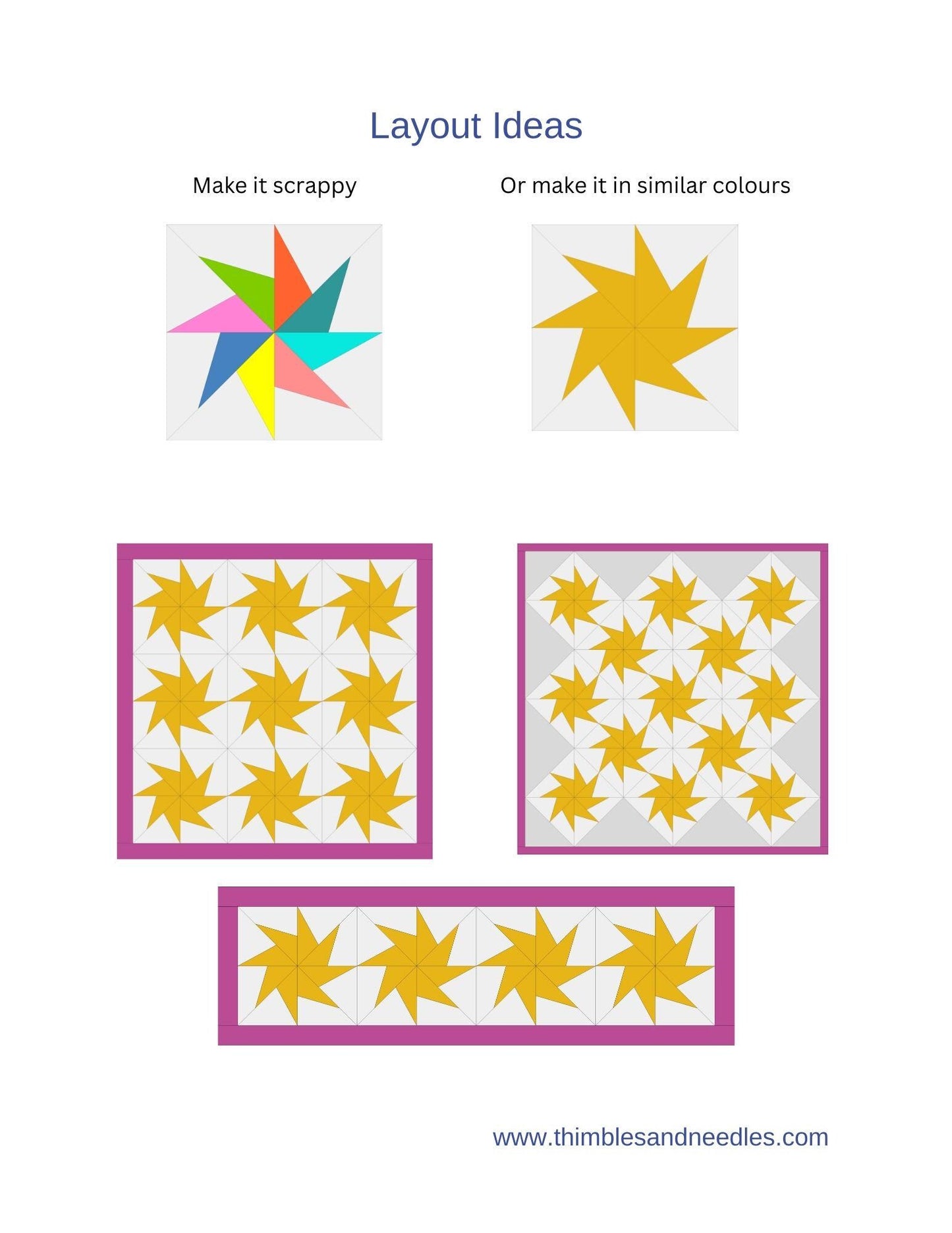 Twirling Star FPP Foundation Paper Piecing quilt block pattern Digital Download