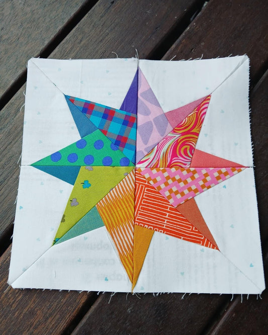 Folded Star FPP Foundation Paper Piecing quilt block pattern Digital Download