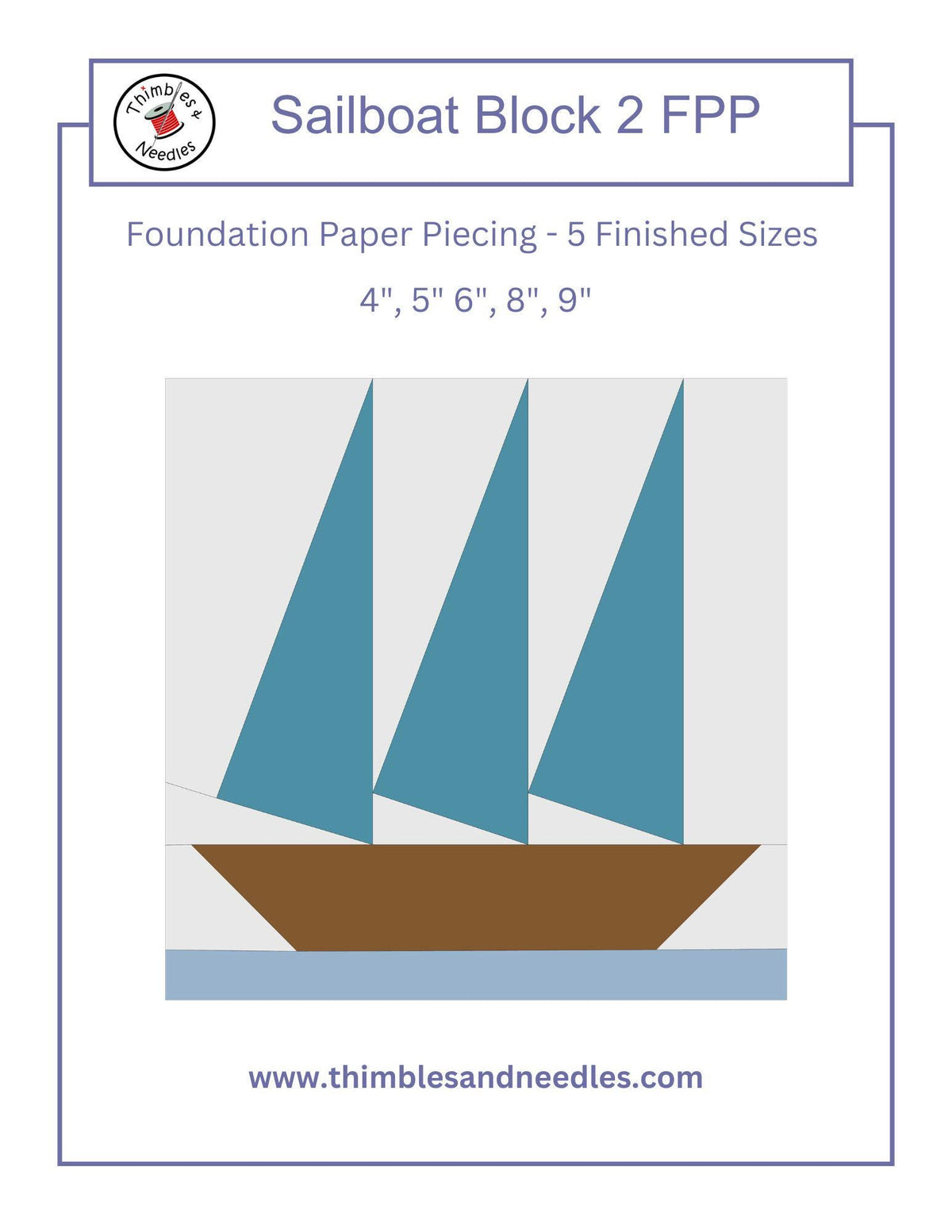 Sailboat Block 2 Foundation Paper Piecing (FPP) Pattern – Thimbles and ...