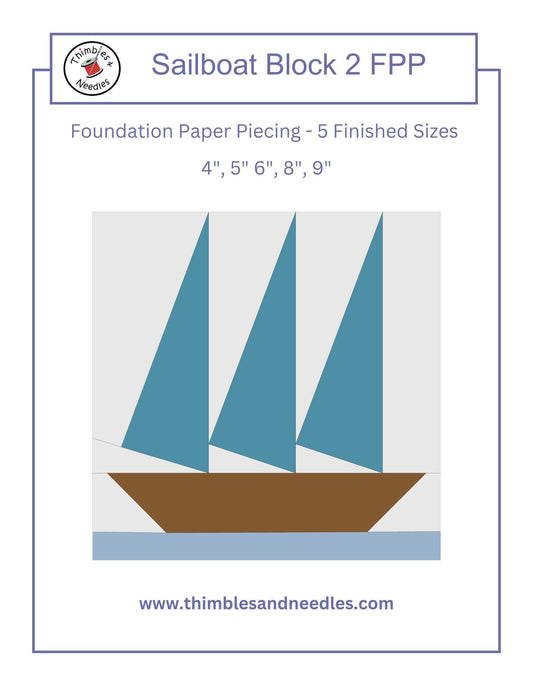 Sailboat Block 2 FPP Foundation Paper Piecing quilt block pattern Digital Download