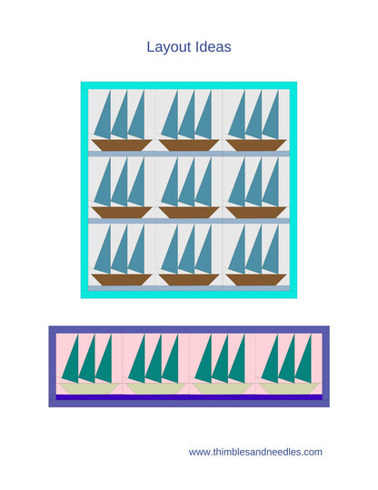 Sailboat Block 2 FPP Foundation Paper Piecing quilt block pattern Digital Download