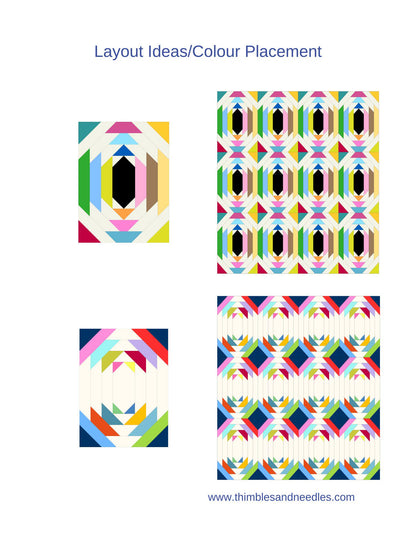 Rectangular Pineapple FPP Foundation Paper Piecing quilt block pattern Digital Download