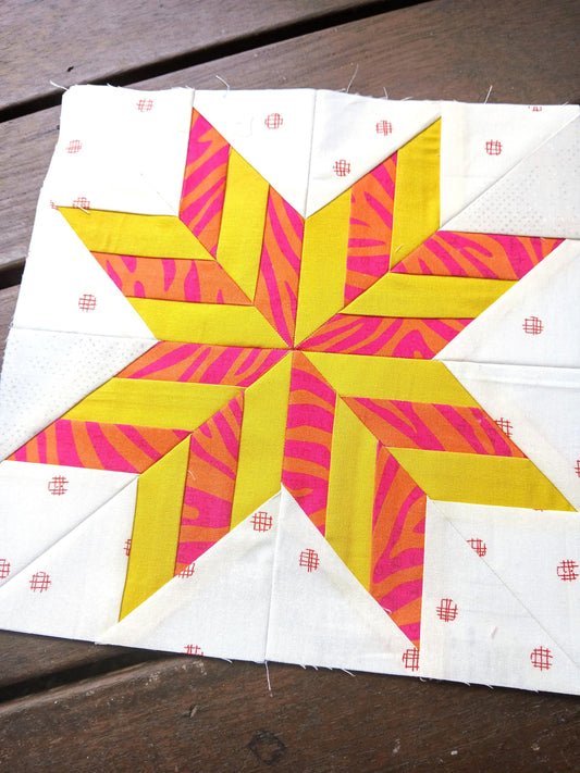 Striped Star FPP Foundation Paper Piecing quilt block pattern Digital Download