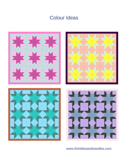 Double Star FPP Foundation Paper Piecing quilt block pattern Digital Download
