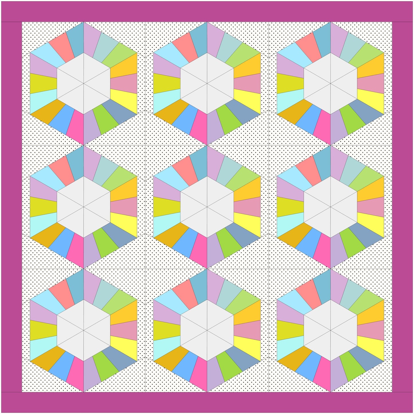 Hexagon Ring FPP Foundation Paper Piecing quilt block pattern Digital Download