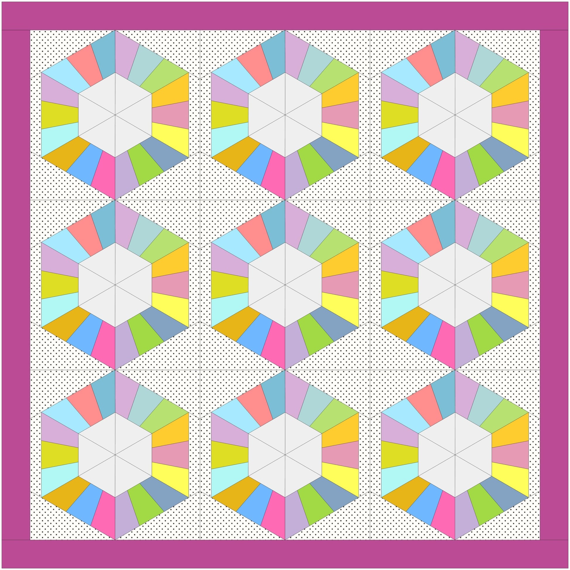 Hexagon Ring FPP Foundation Paper Piecing quilt block pattern Digital Download