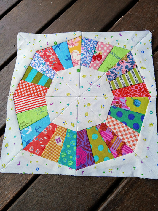 Octagon Ring FPP Foundation Paper Piecing quilt block pattern Digital Download