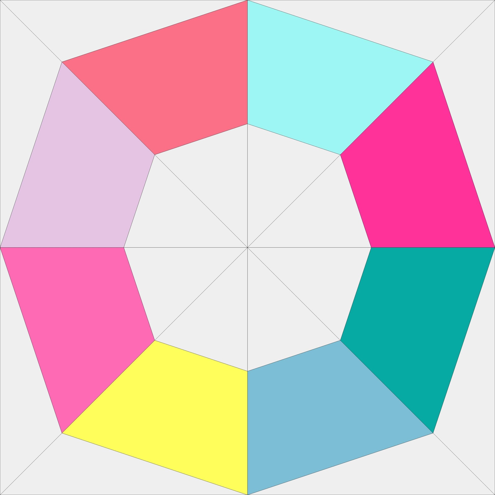 Octagon Ring FPP Foundation Paper Piecing quilt block pattern Digital Download