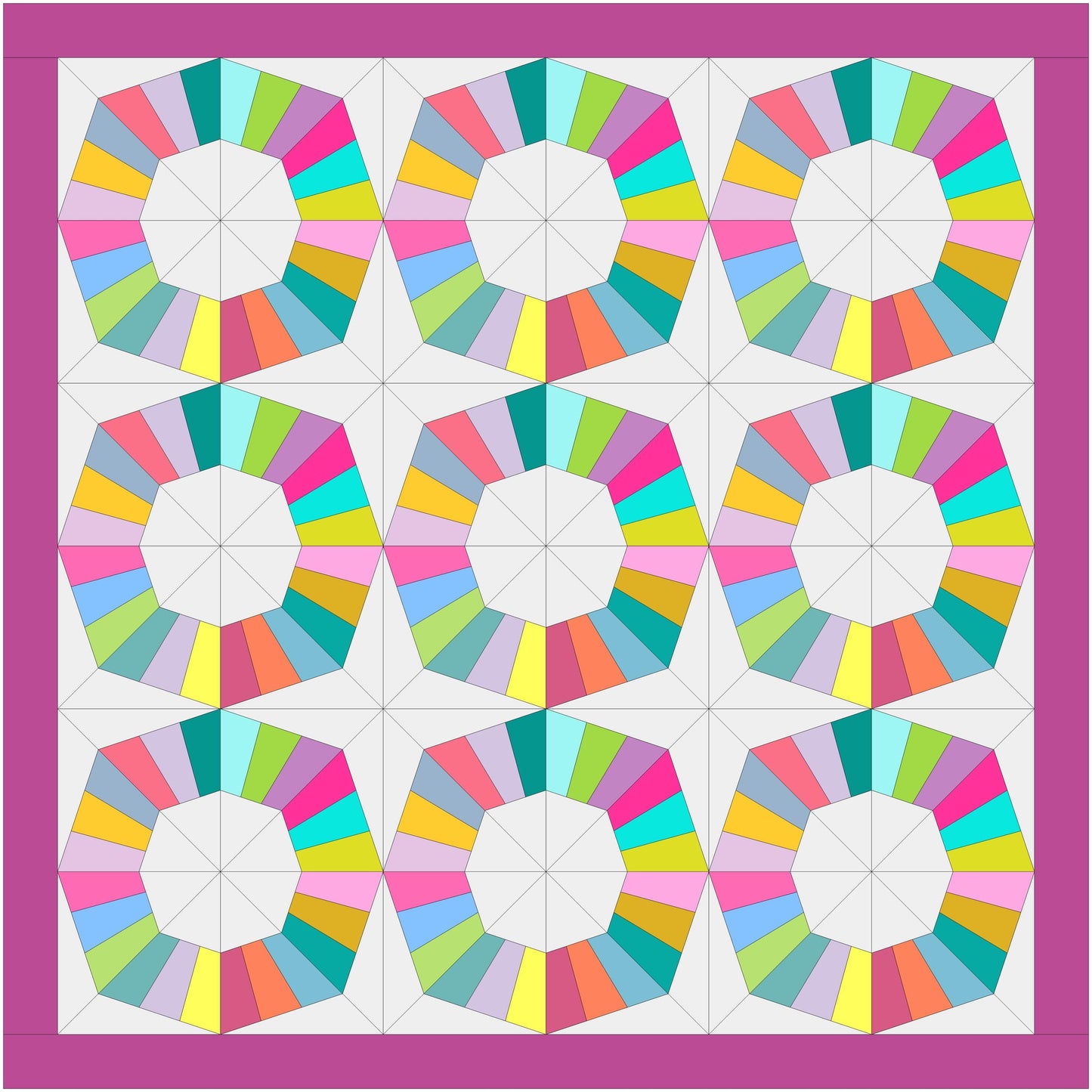 Octagon Ring FPP Foundation Paper Piecing quilt block pattern Digital Download