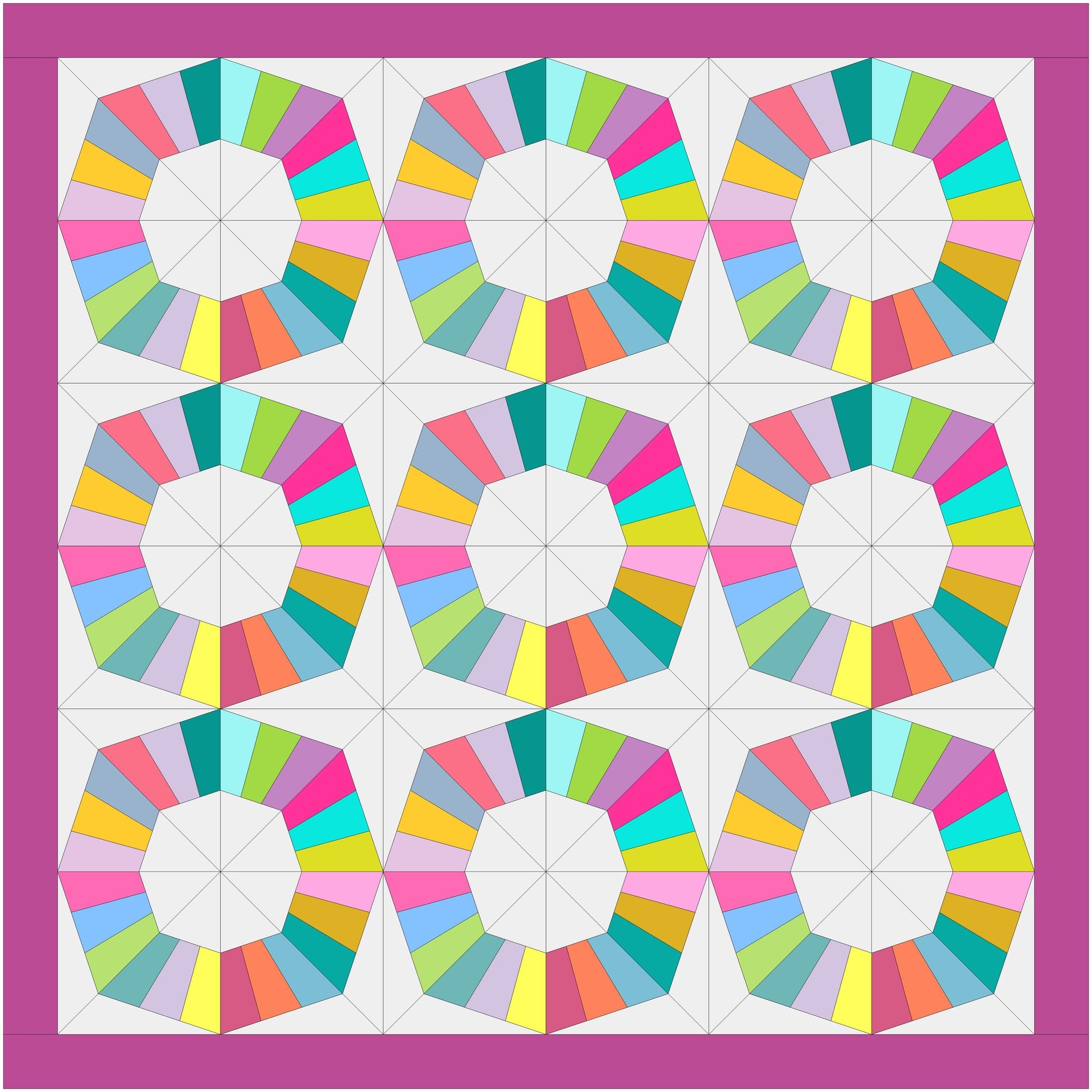 Octagon Ring FPP Foundation Paper Piecing quilt block pattern Digital Download