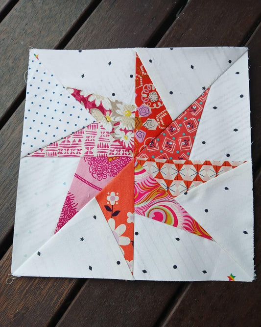 Twirling Star FPP Foundation Paper Piecing quilt block pattern Digital Download