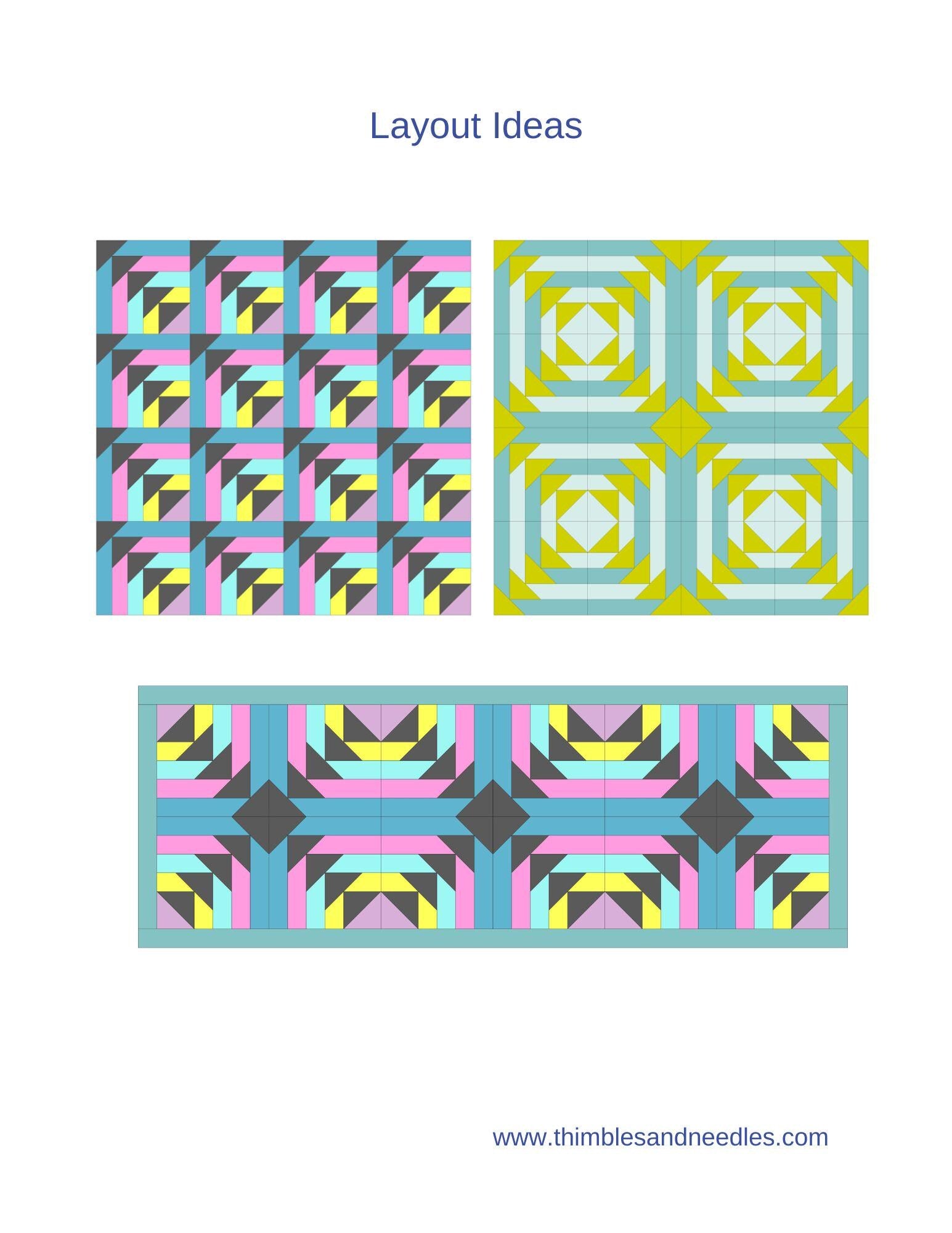 Flying Geese Log Cabin FPP Foundation Paper Piecing quilt block pattern Digital Download
