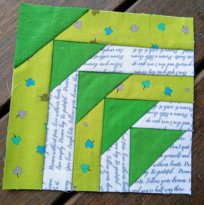 Flying Geese Log Cabin FPP Foundation Paper Piecing quilt block pattern Digital Download