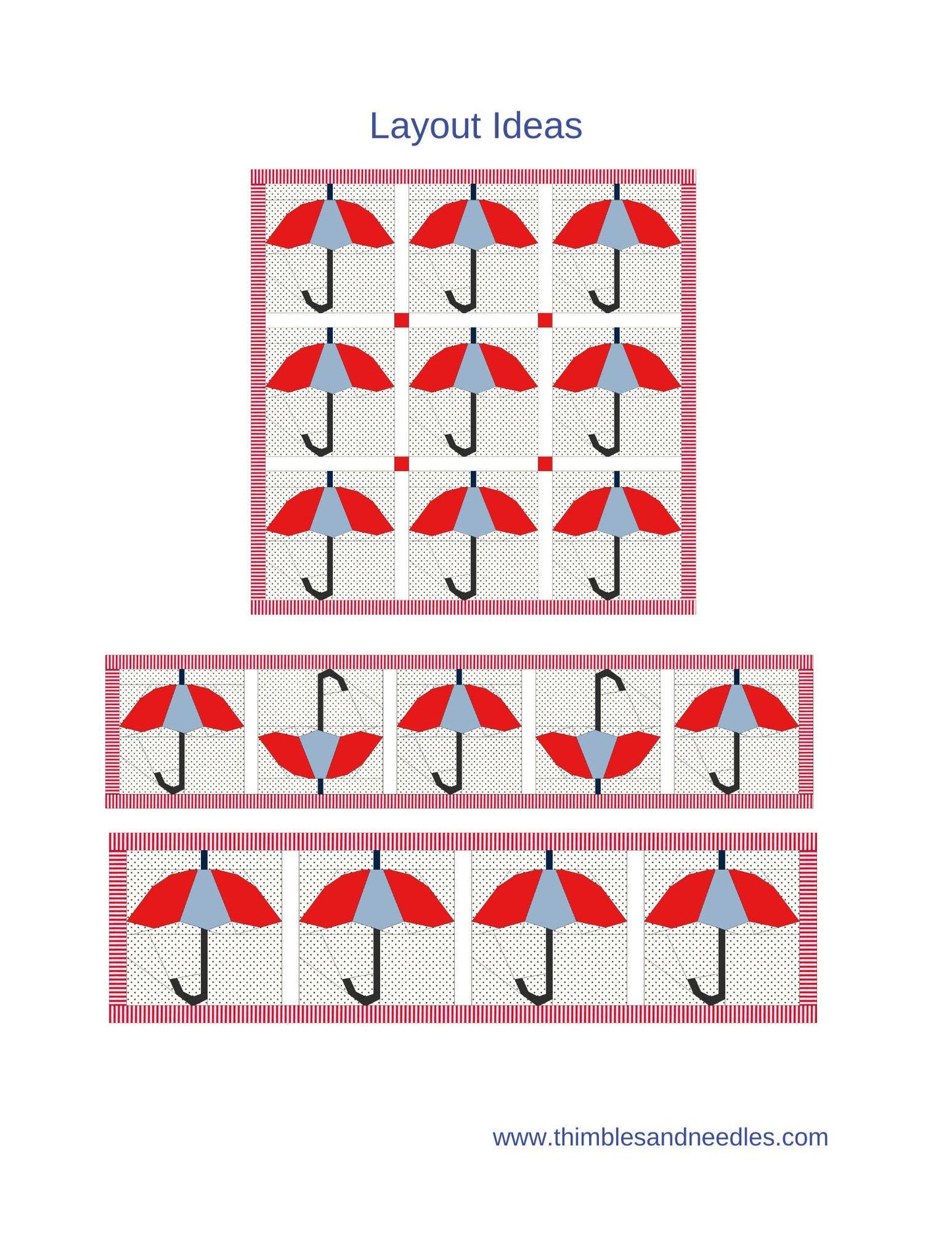 Umbrella FPP Foundation Paper Piecing quilt block pattern Digital Download