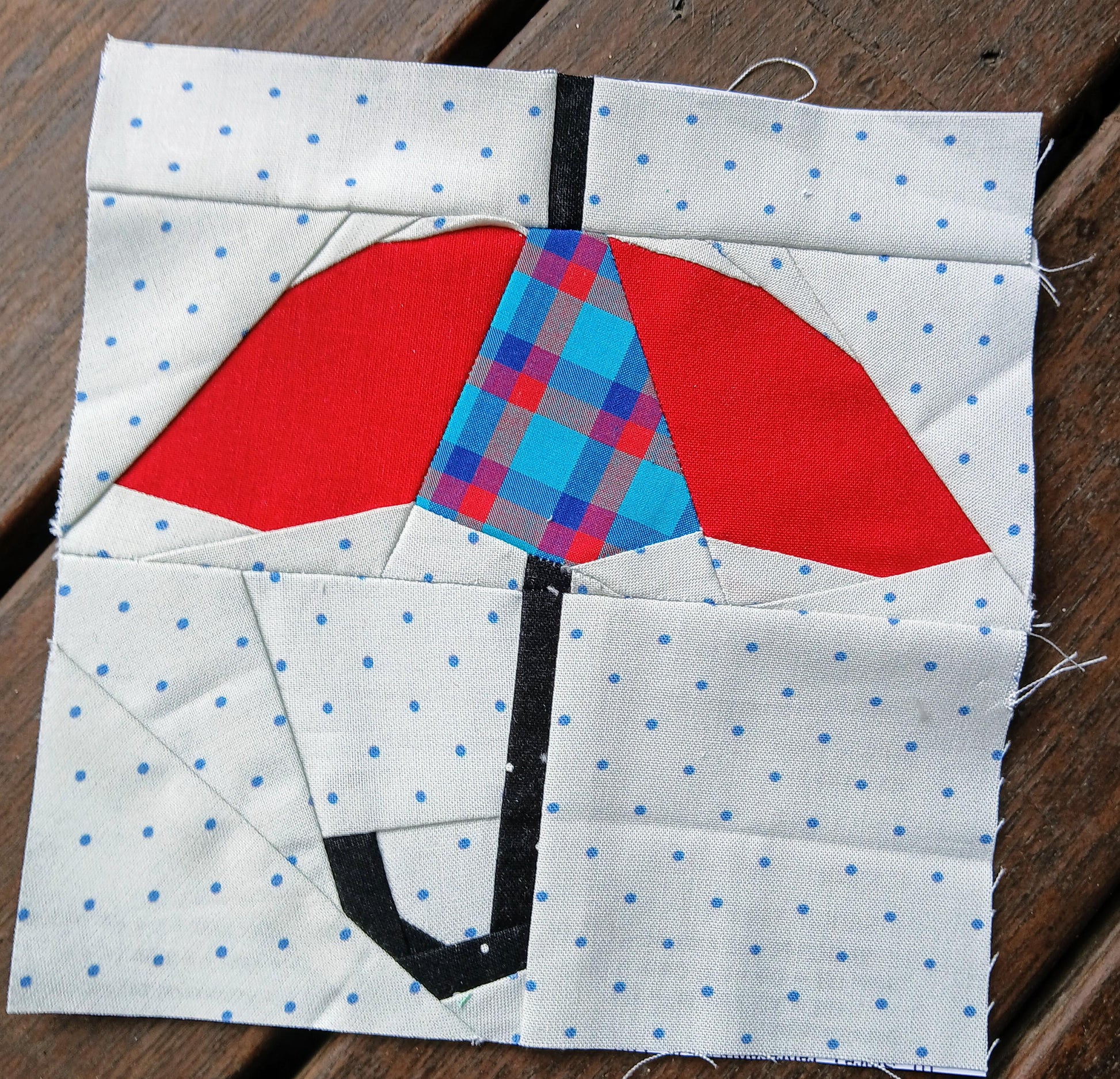 Umbrella FPP Foundation Paper Piecing quilt block pattern Digital Download