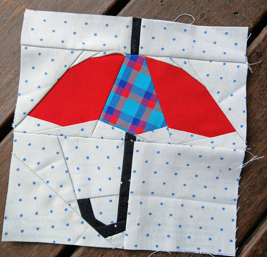 Umbrella FPP Foundation Paper Piecing quilt block pattern Digital Download