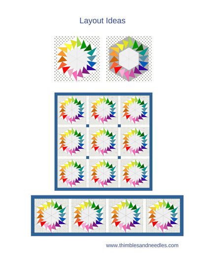 Flying Geese Hexie FPP Foundation Paper Piecing quilt block pattern Digital Download
