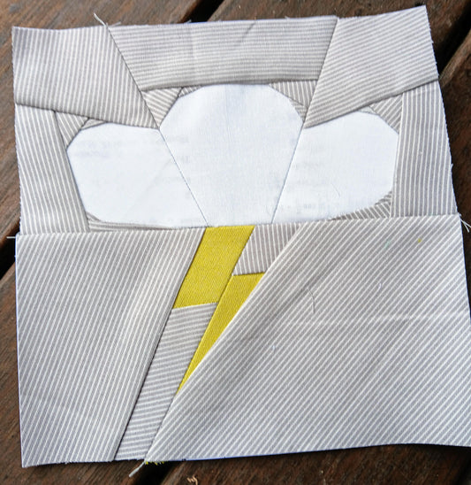 Cloud and Lightning FPP Foundation Paper Piecing quilt block pattern Digital Download