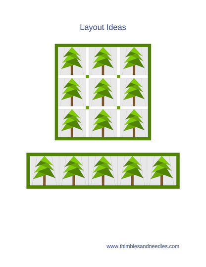 Tall Pine Tree Foundation Paper Piecing FPP quilt block pattern Digital Download