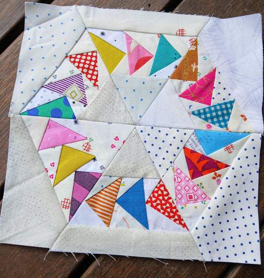 Flying Geese Hexie FPP Foundation Paper Piecing quilt block pattern Digital Download