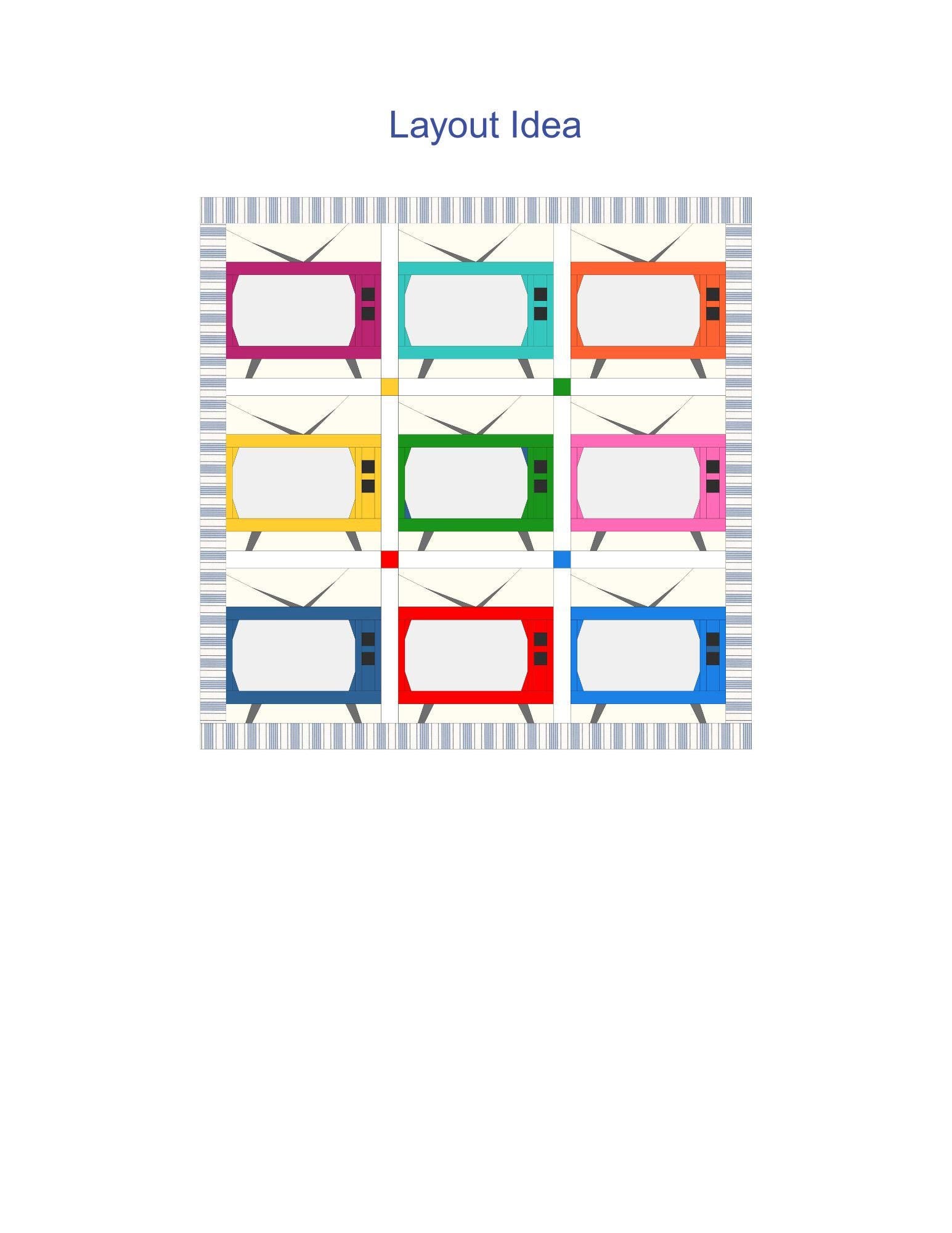 Television TV FPP Foundation Paper Piecing quilt block pattern Digital Download