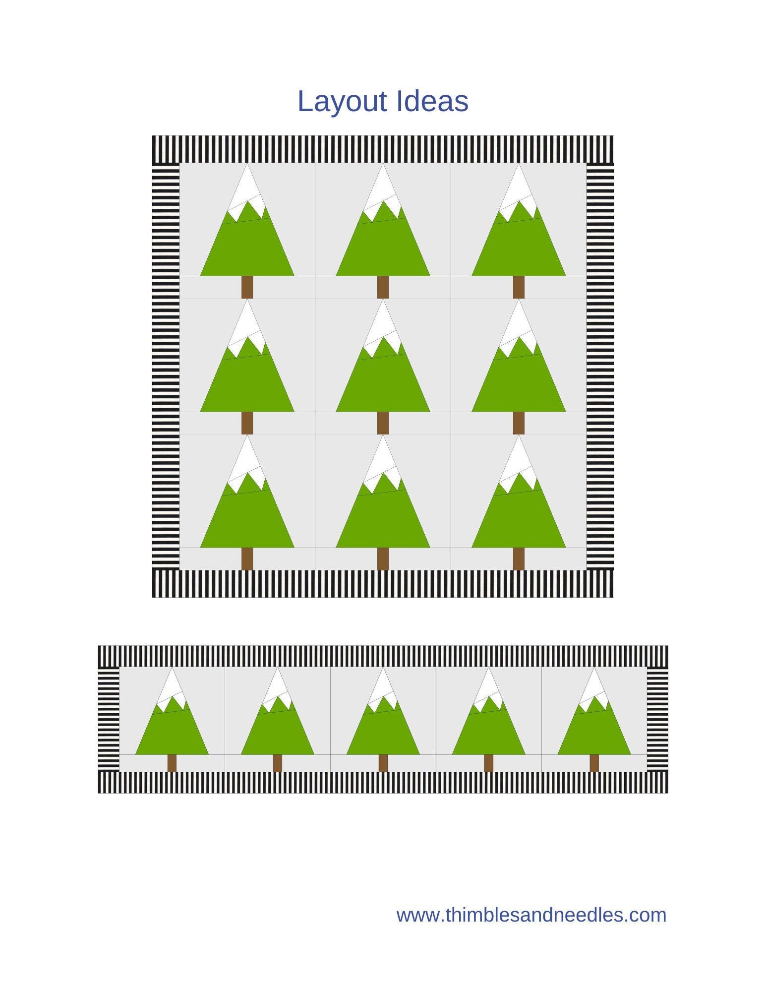 Snowcapped Tree Foundation Paper Piecing FPP quilt block pattern Digital Download