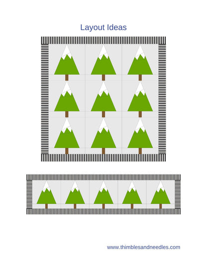 Snowcapped Tree Foundation Paper Piecing FPP quilt block pattern Digital Download