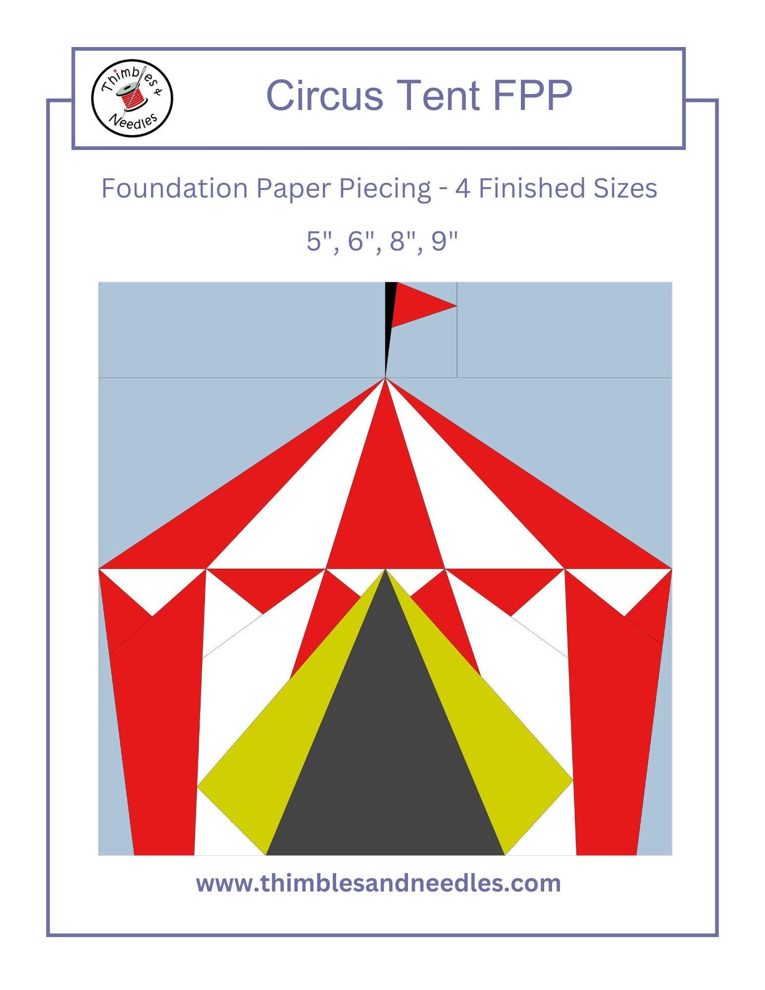 Circus Tent Foundation Paper Piecing FPP quilt block pattern Digital Download