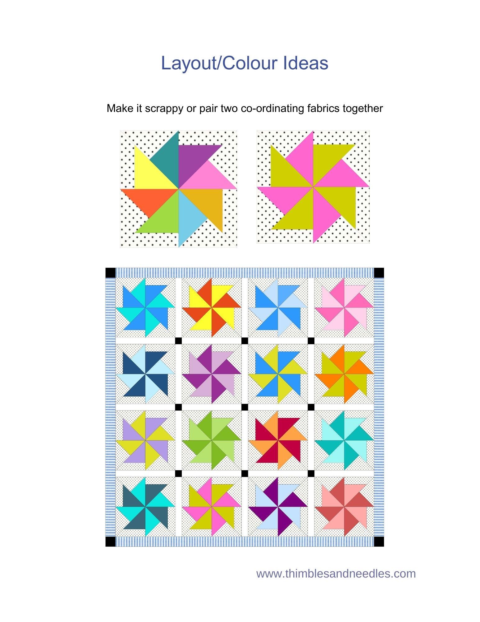 Pinwheel Block 1 FPP Foundation Paper Piecing quilt block pattern Digital Download