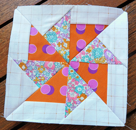Pinwheel Block 1 FPP Foundation Paper Piecing quilt block pattern Digital Download