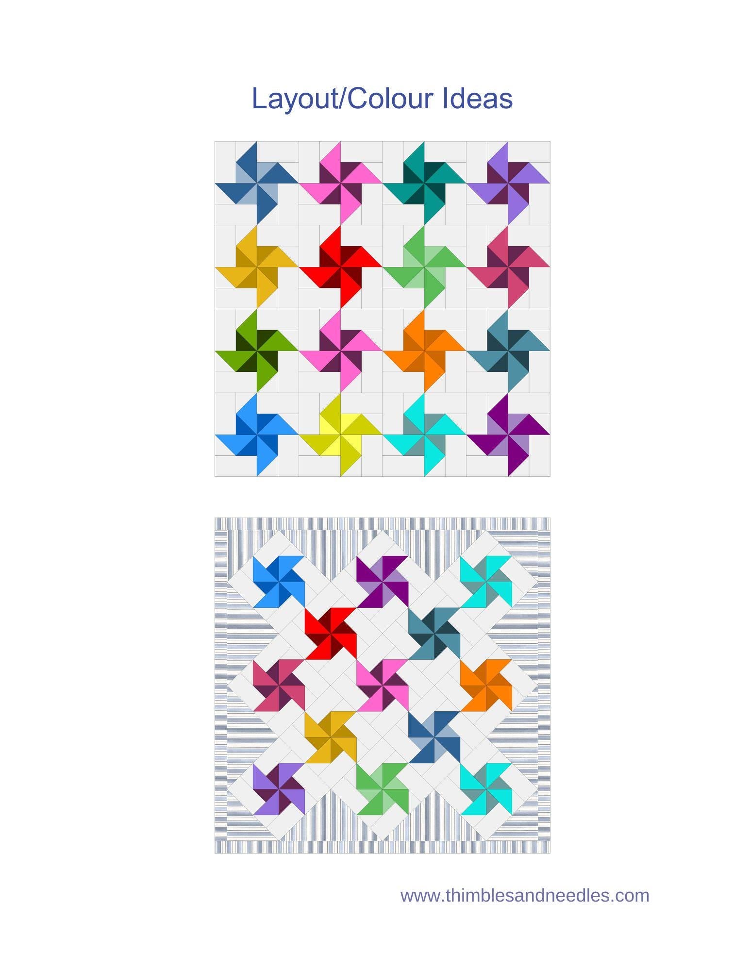 Pinwheel Block 2 FPP Foundation Paper Piecing quilt block pattern Digital Download