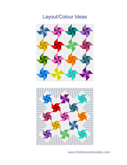 Pinwheel Block 2 FPP Foundation Paper Piecing quilt block pattern Digital Download