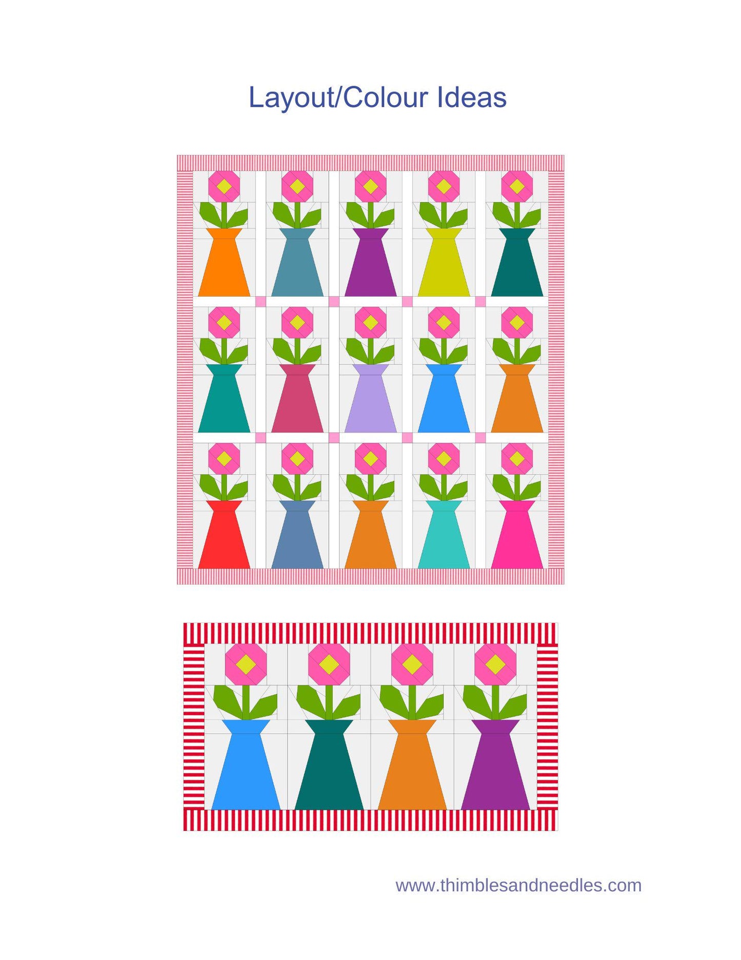 Flower in a Vase FPP Foundation Paper Piecing quilt block pattern Digital Download